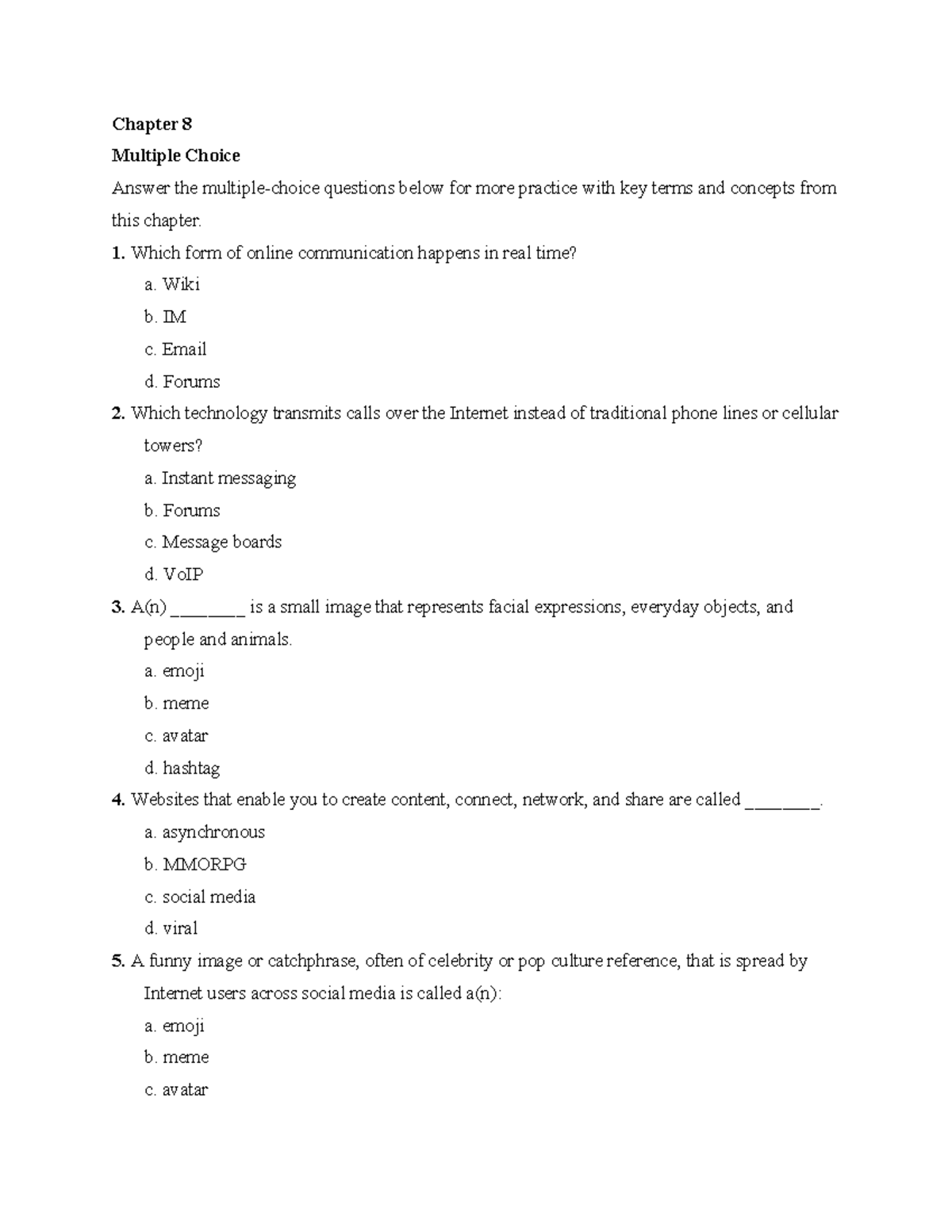 Midterm Exam Practice Questions for Chapter 8: Key Terms & Concepts ...