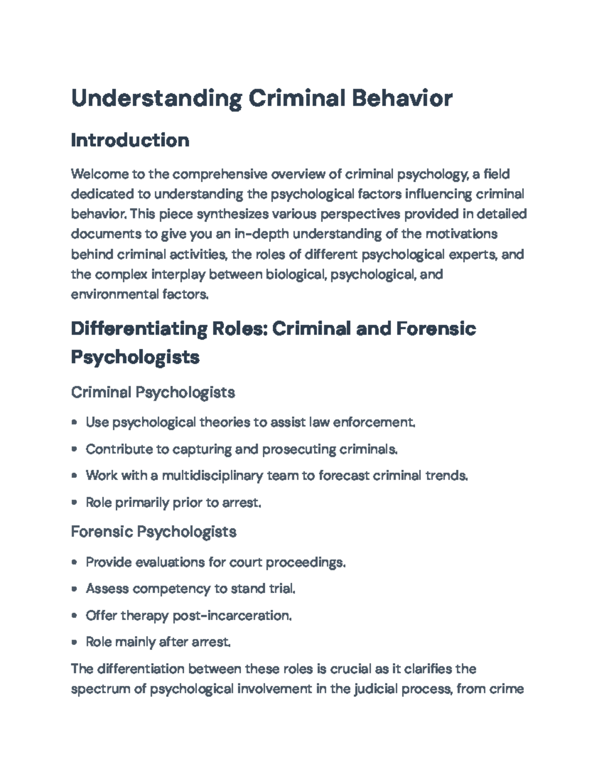 Criminal Psychology Overview: Understanding Behavioral Motivations ...