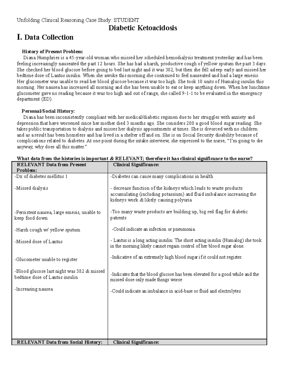 DKA Unfolding Clinical Reasoning Case Study: Insights on Diabetic ...