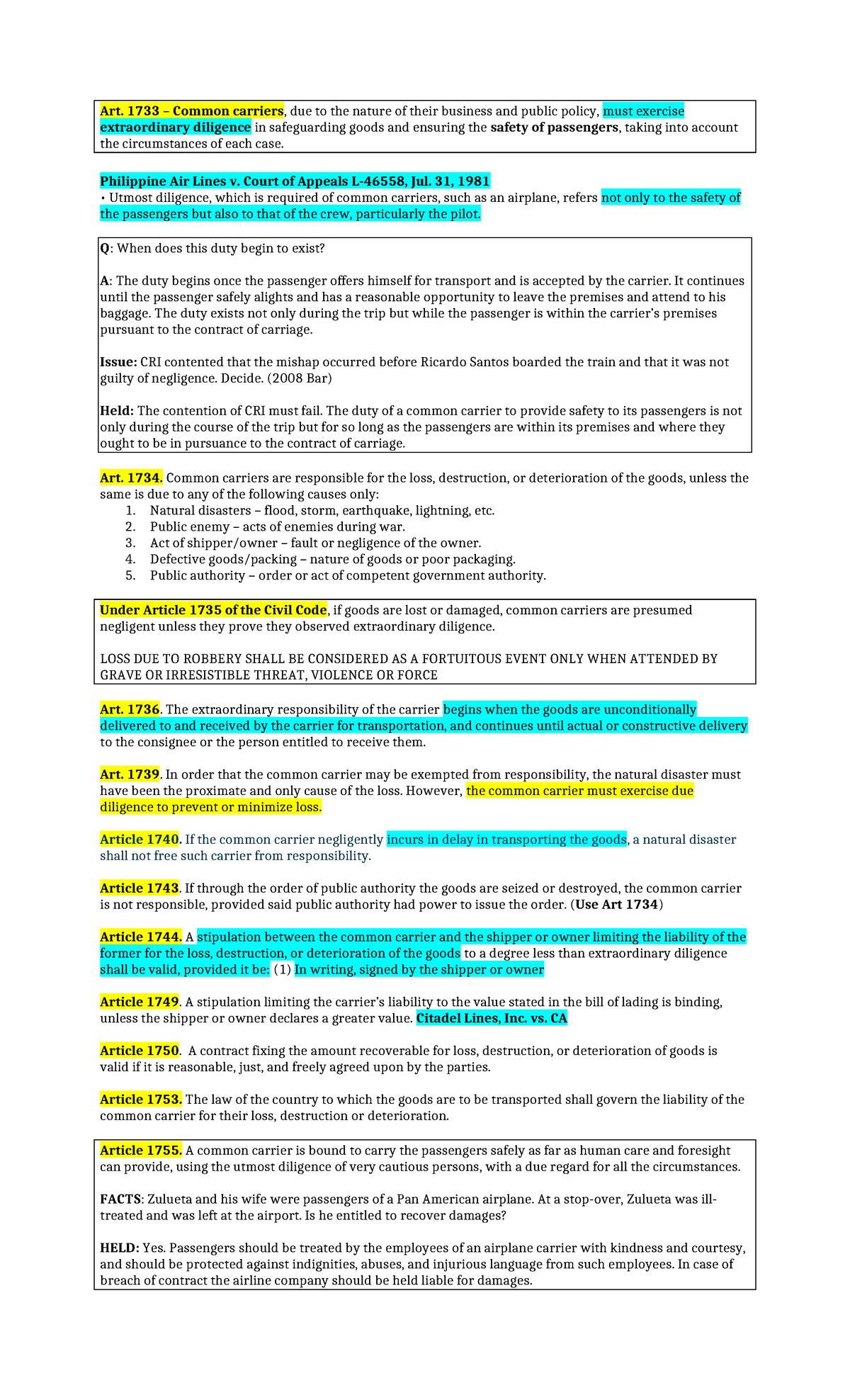 Commercial Law 101: Finals Reviewer on Common Carriers and Liability ...