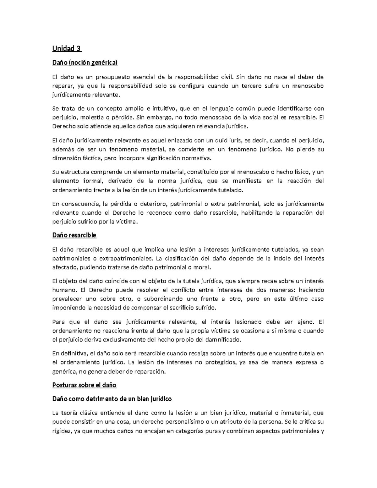 Unidad 3 - Daño y Responsabilidad Civil en el Derecho - Studocu