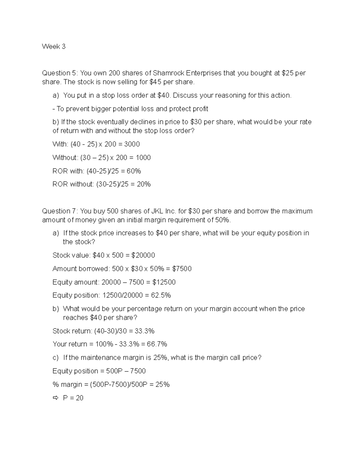Quiz 2 - Stock Valuation Problems and Margin Calculations - Studocu