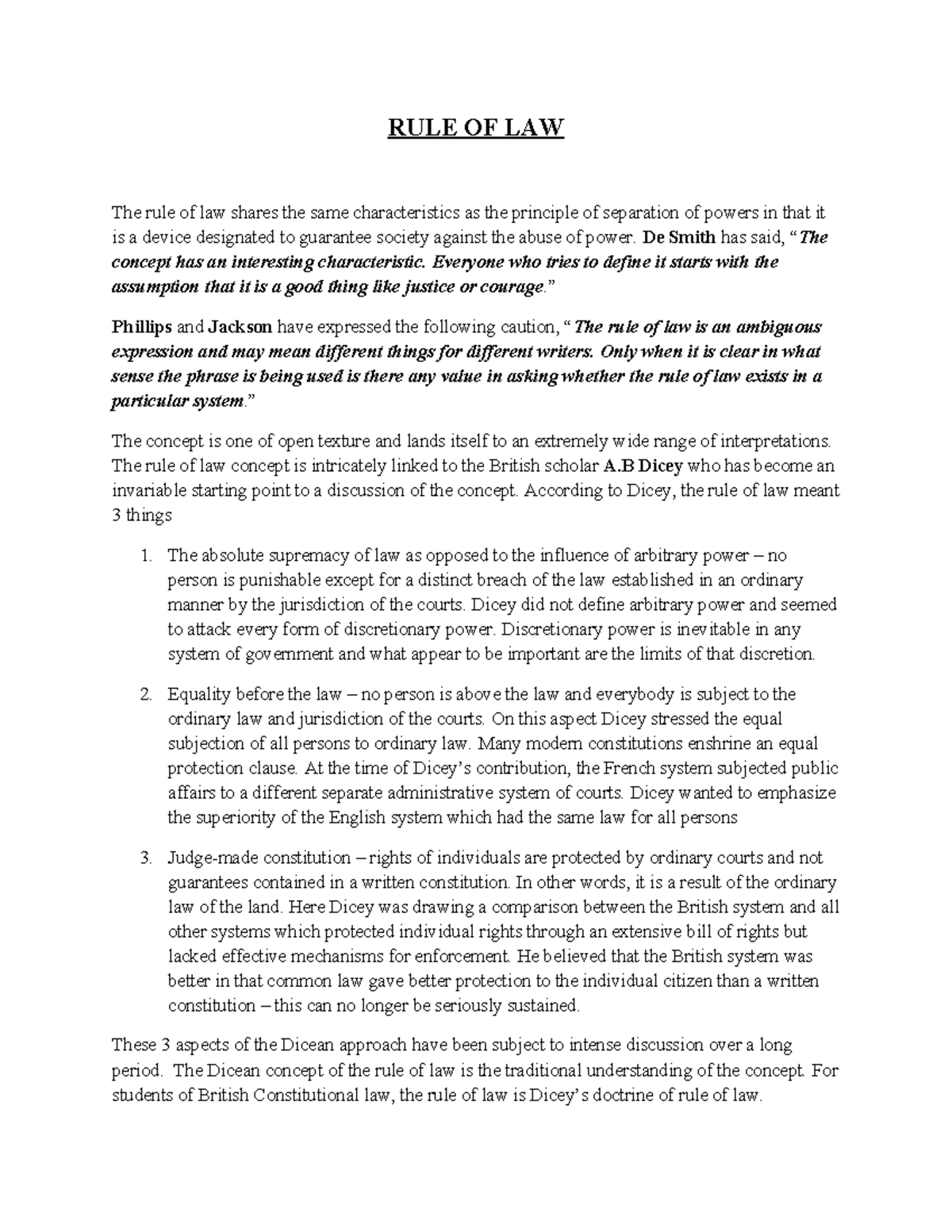 5. RULE OF LAW - Summary of Key Concepts in Constitutional Law - Studocu