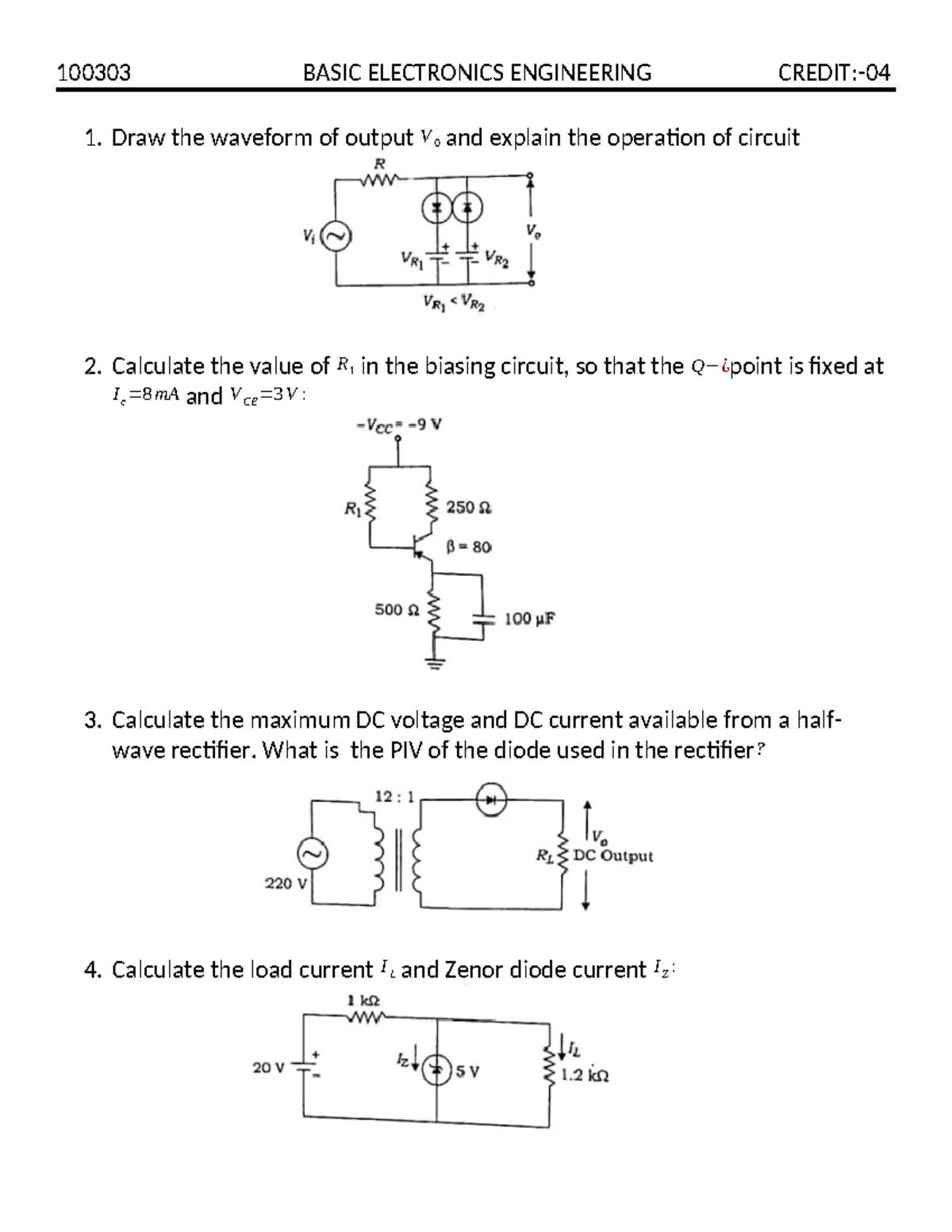100303 BASIC ELECTRONICS ENGINEERING: Key Concepts and Circuit Analysis ...