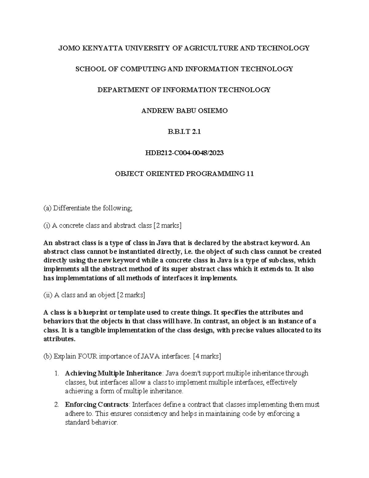 OOP 11 CAT - Detailed Notes on Object-Oriented Programming Concepts ...