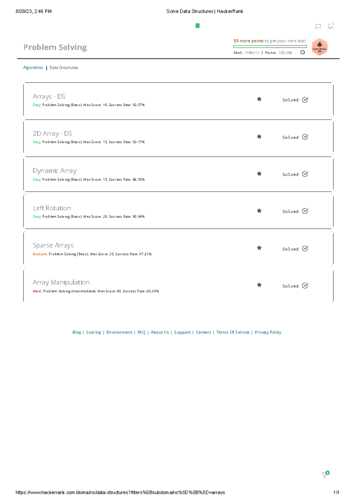 Complete Solved Problems on Data Structures - HackerRank - Studocu