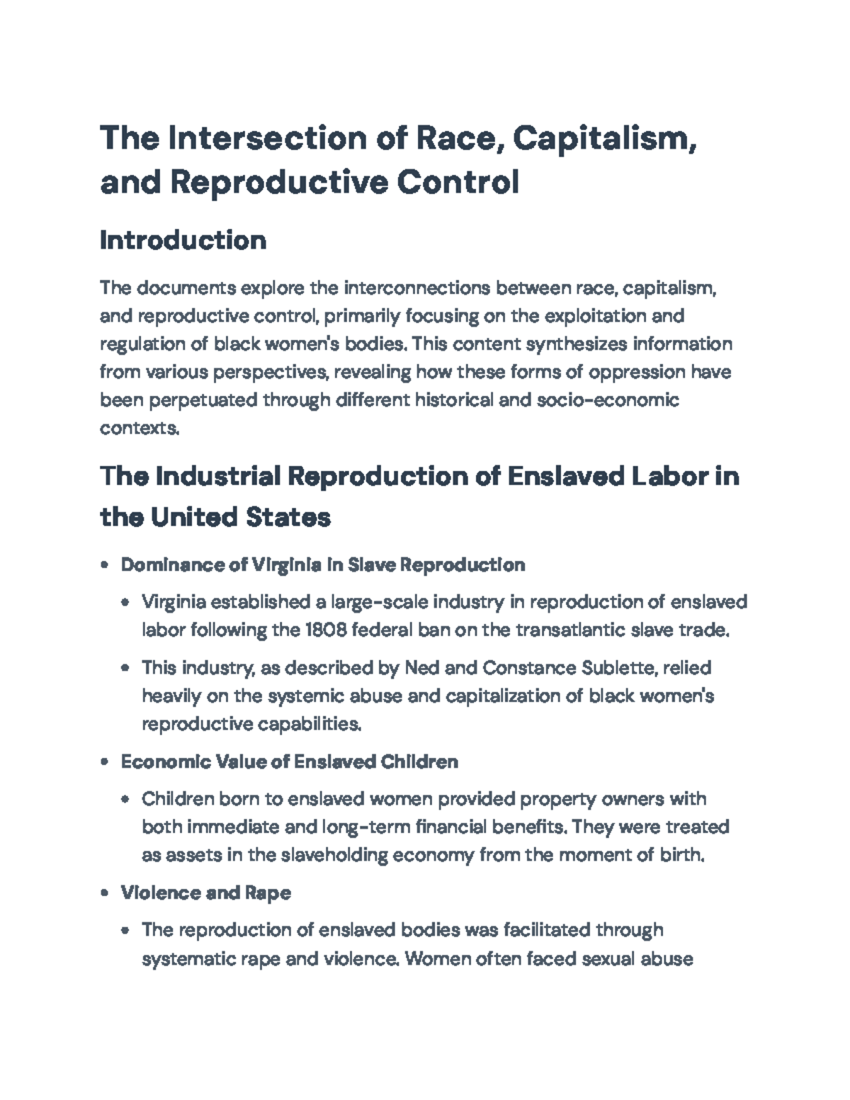 RACE 302: The Interplay of Race, Capitalism & Reproductive Control ...