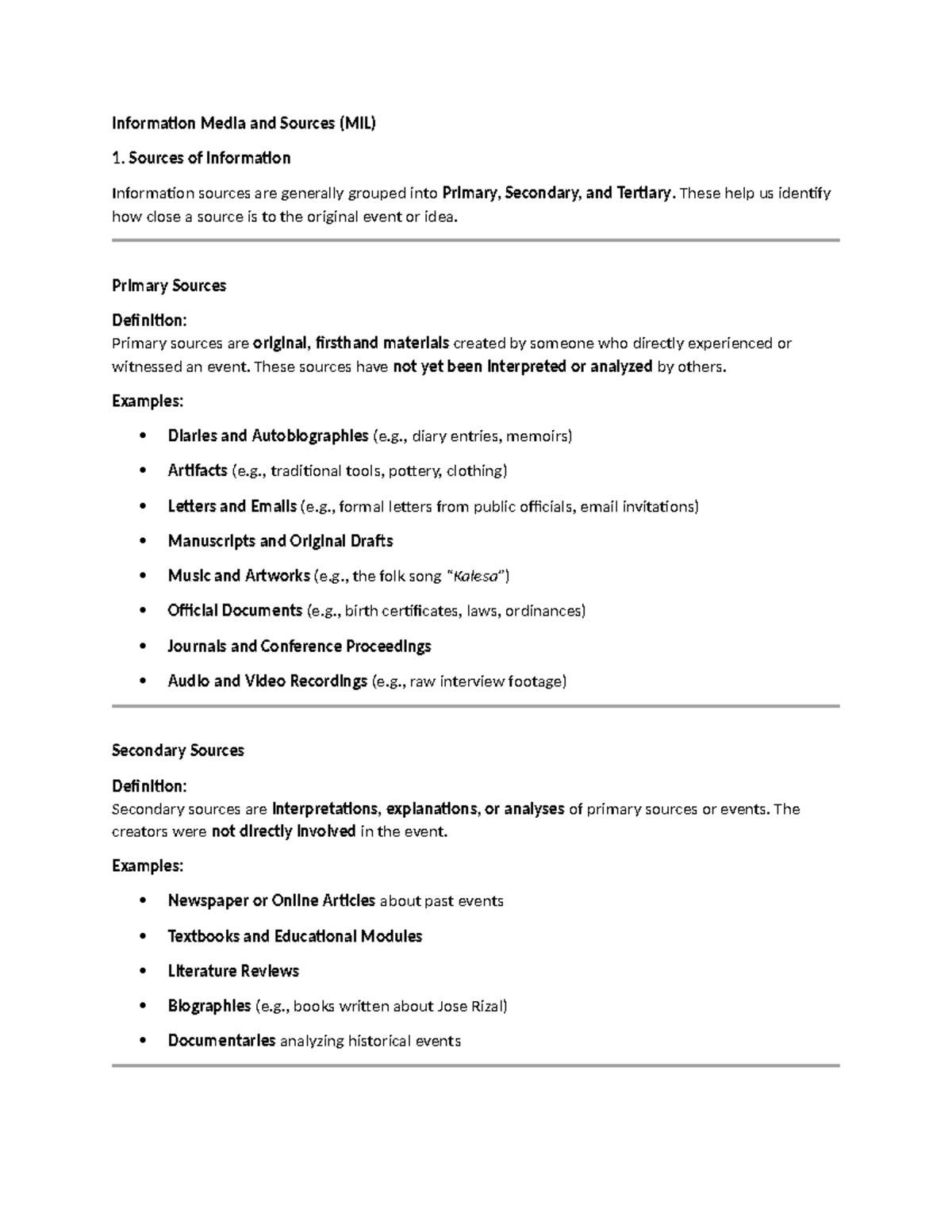 Information Media and Sources (MIL) - Understanding Information Types ...