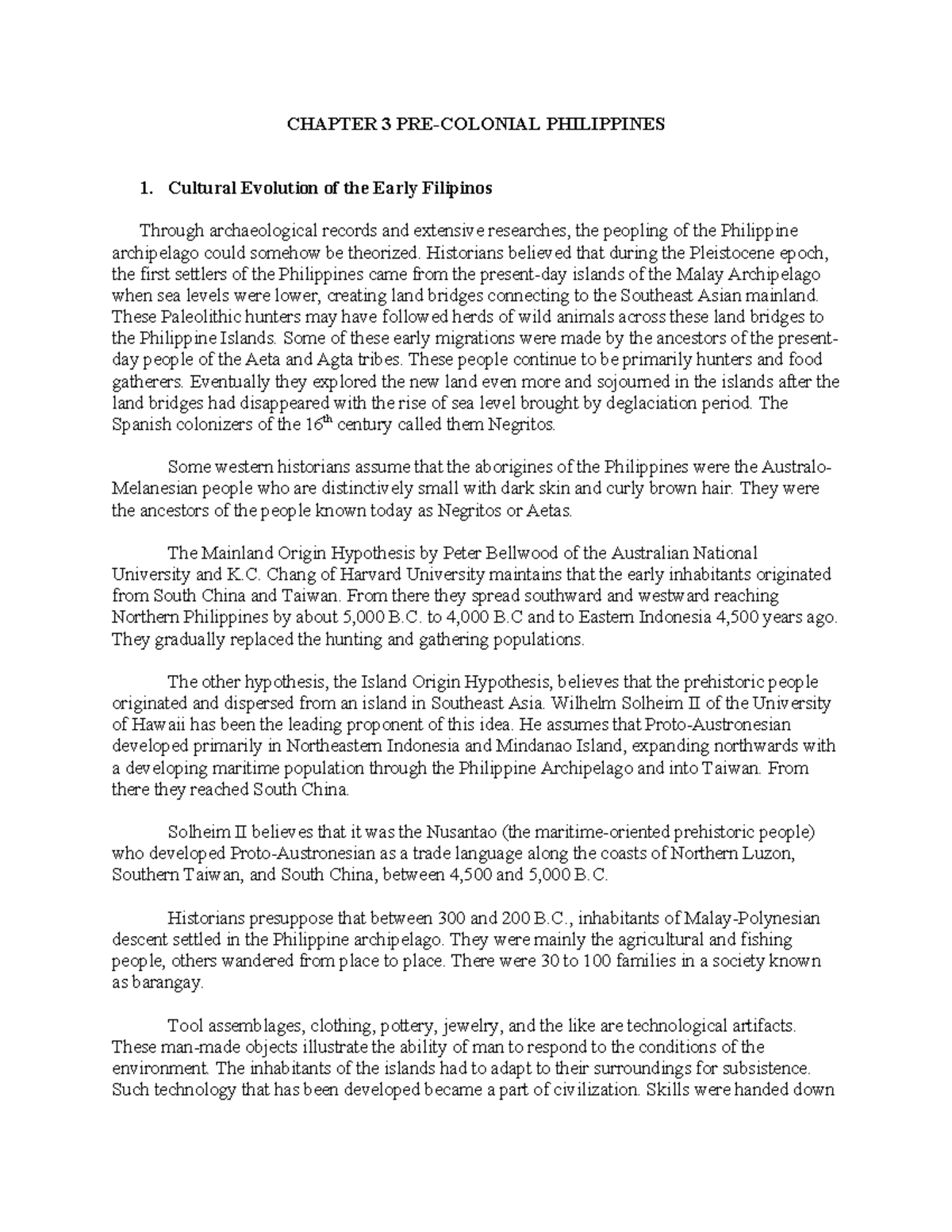 Philippine-History Chapter 3: Pre-Colonial Cultural Foundations - Studocu