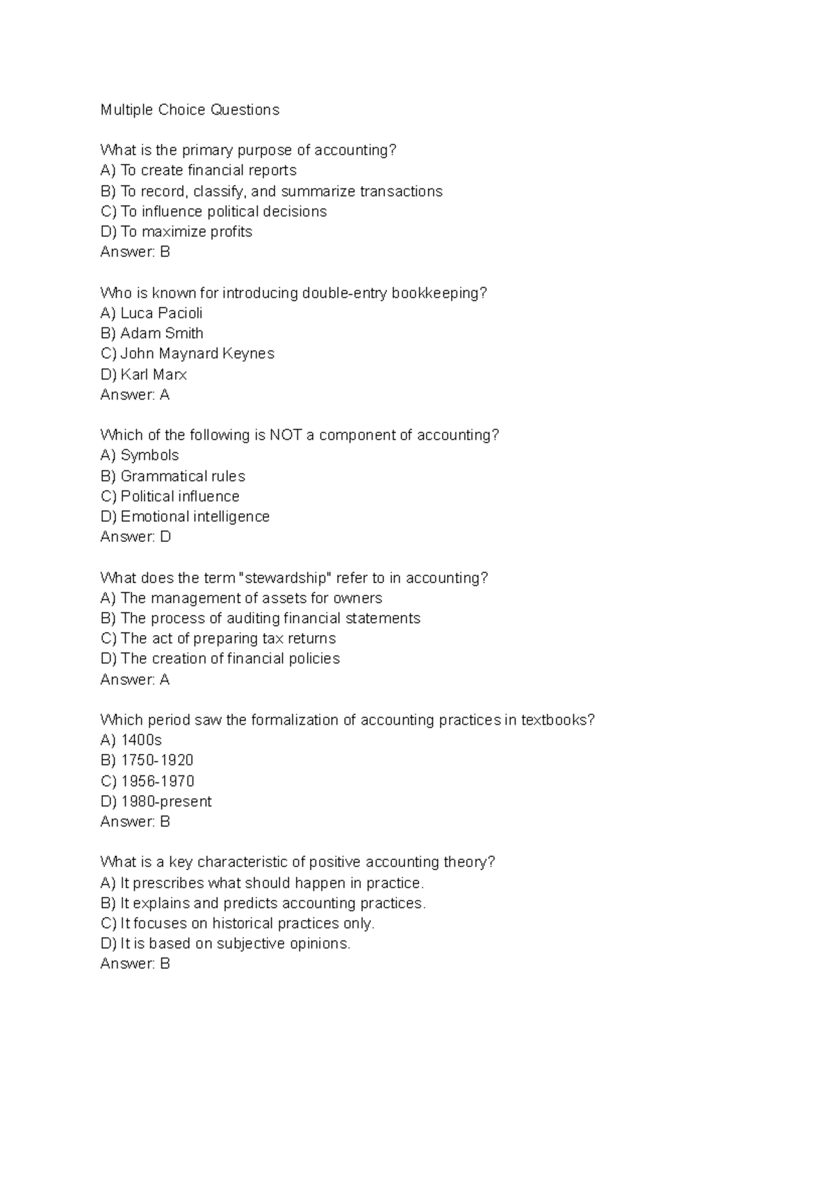 MCQ Quiz on Accounting Fundamentals and Theories (ACCT 101) - Studocu