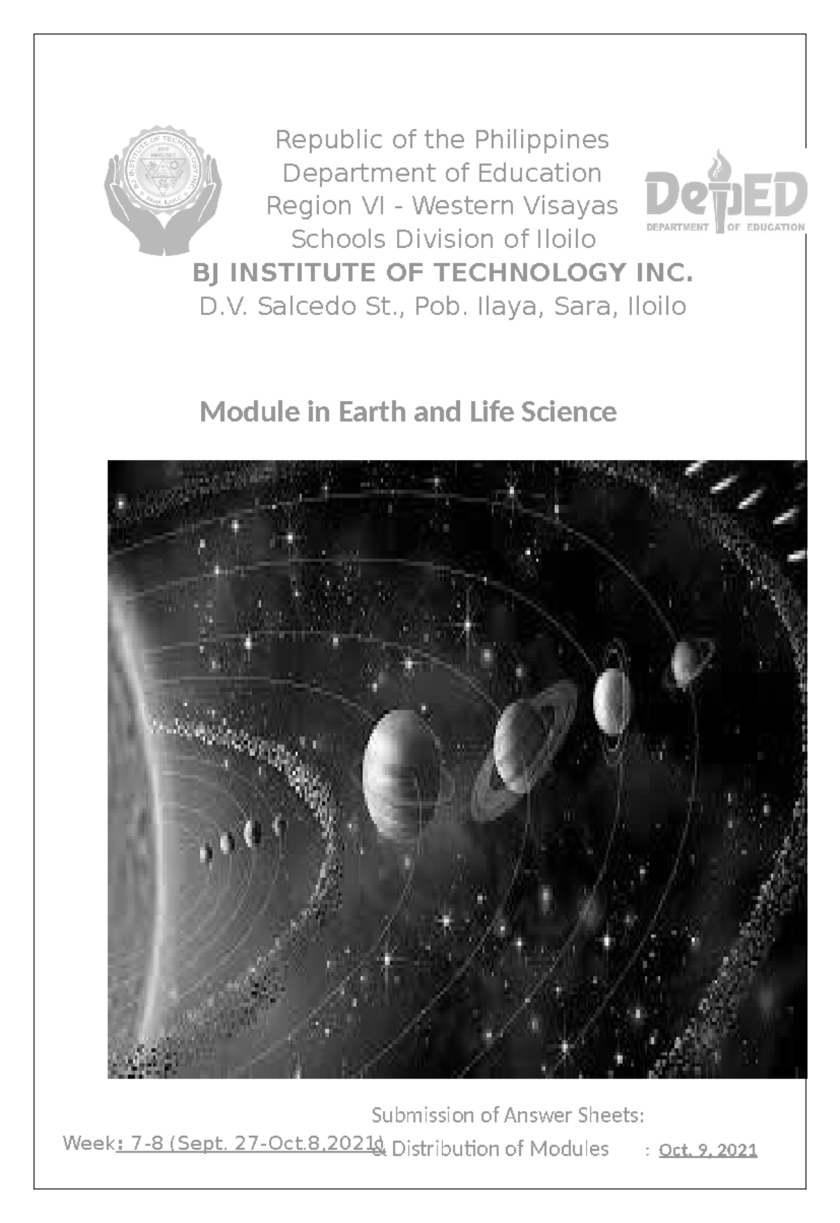 Module in Earth and Life Science (2nd Quarter) - Learning Activities ...