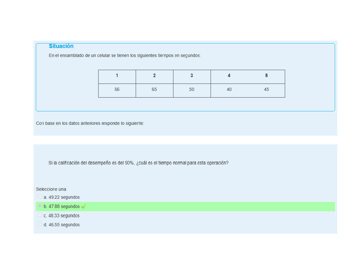 Ea2 Ejercicio De Control Cálculo De Tiempo Estándar