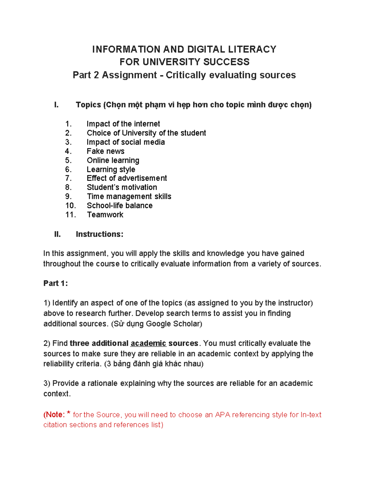 Final Assignment 2 - citation - INFORMATION AND DIGITAL LITERACY FOR ...