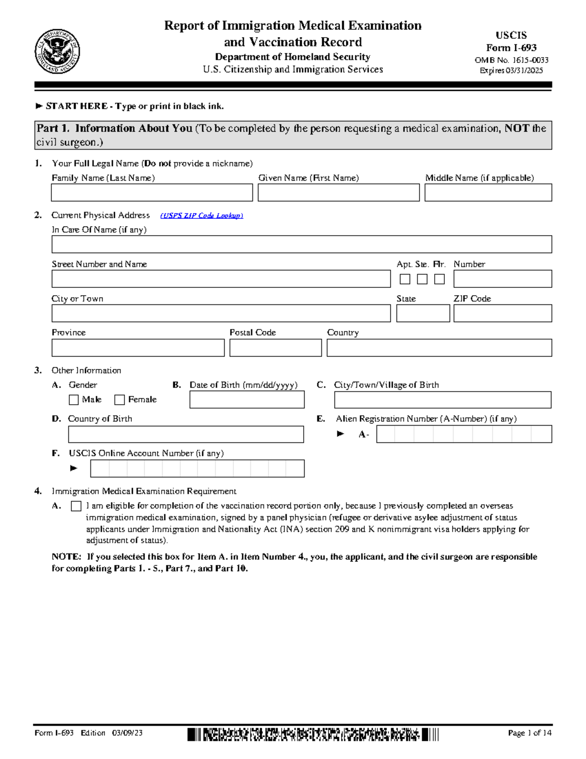 I-693 - So m - Report of Immigration Medical Examination and ...
