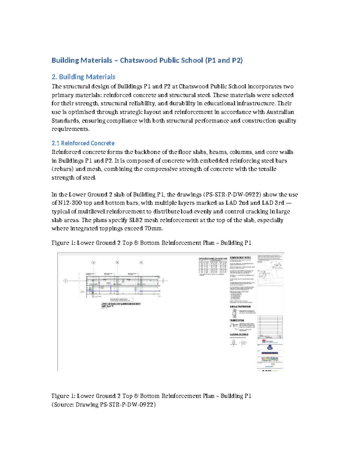 Chatswood Public School Building Materials Report (P1 & P2) Final - Studocu