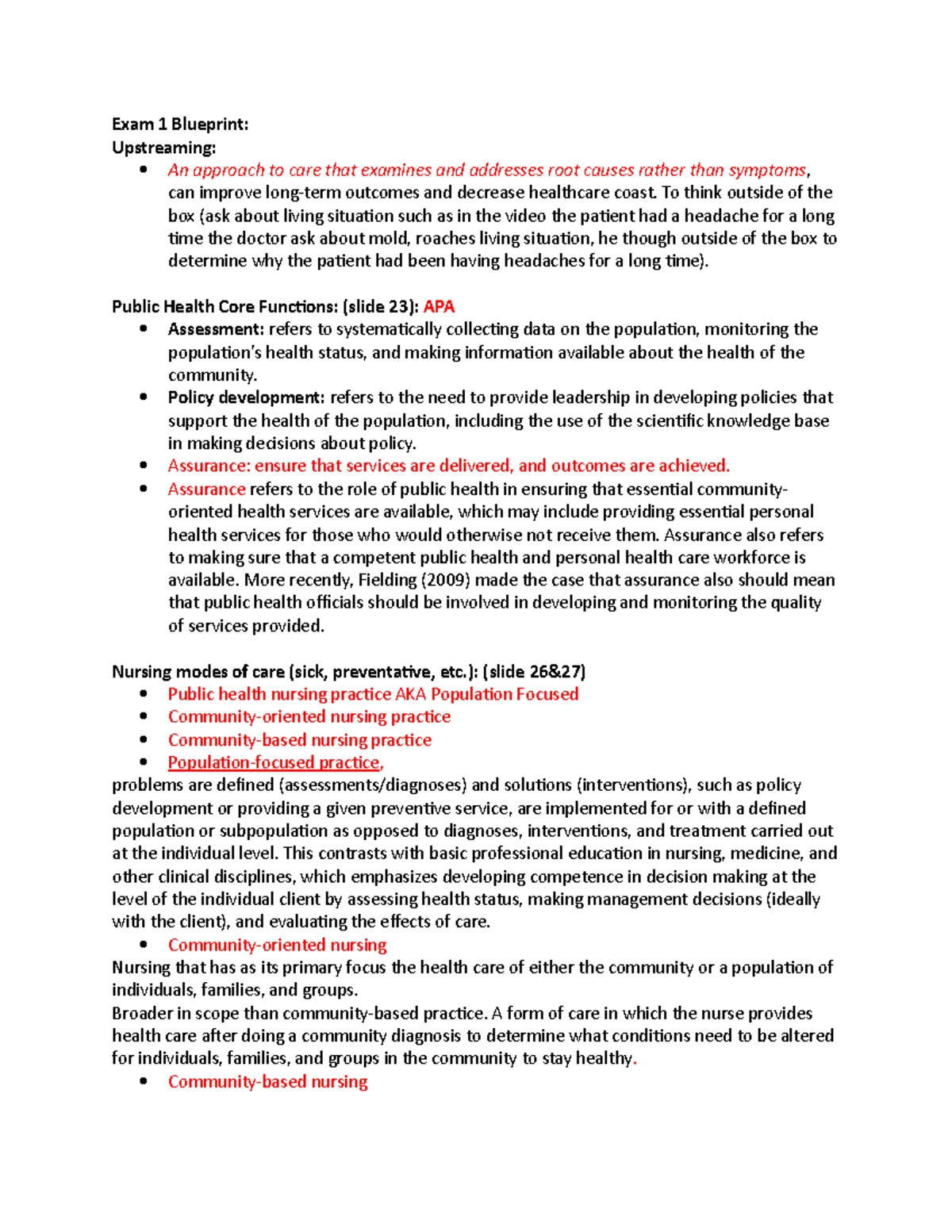 Public Health Practice Questions (NUR 101) - Week 1 Overview - Studocu