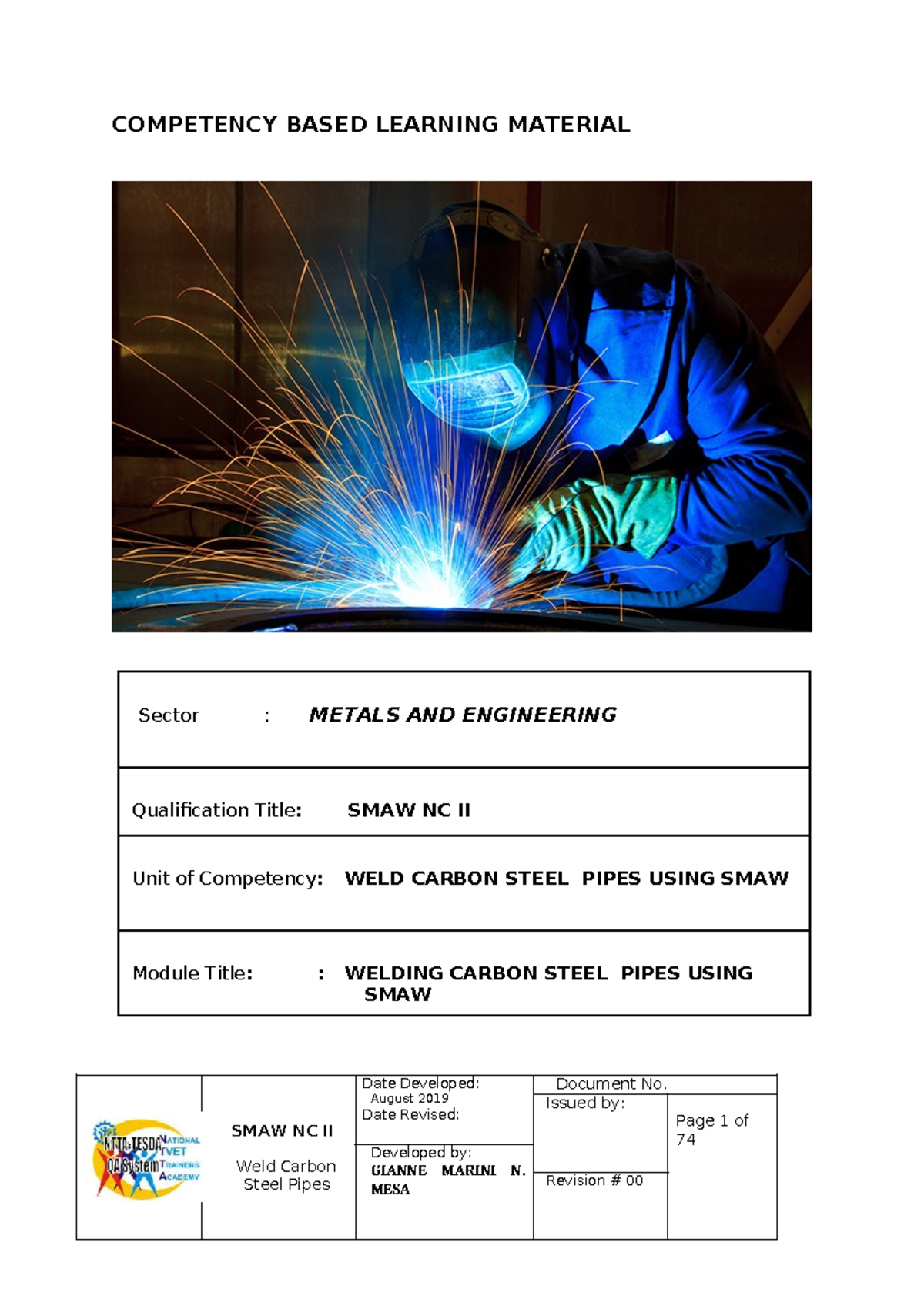 SMAW NC II: Welding Carbon Steel Pipes Learning Material - Studocu
