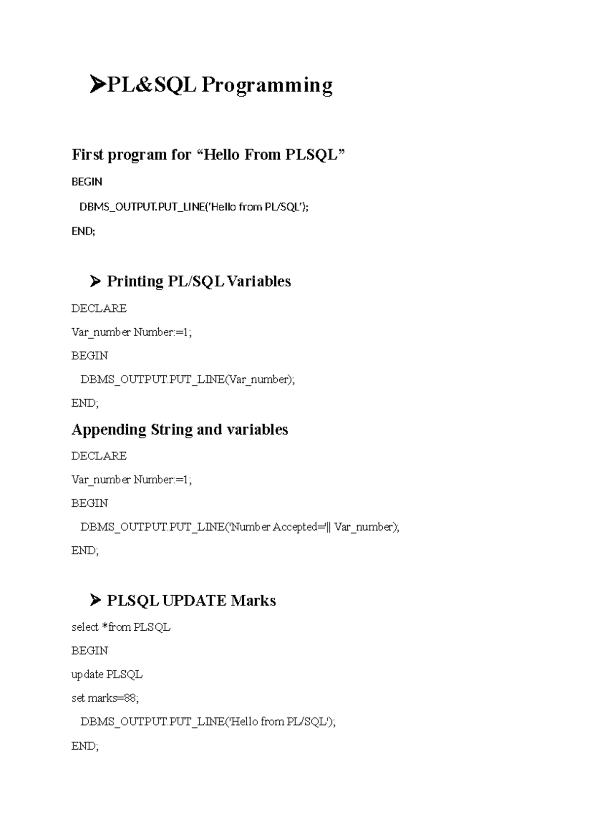 PLSQL Conditional Statements: First Program and Voting Logic - Studocu