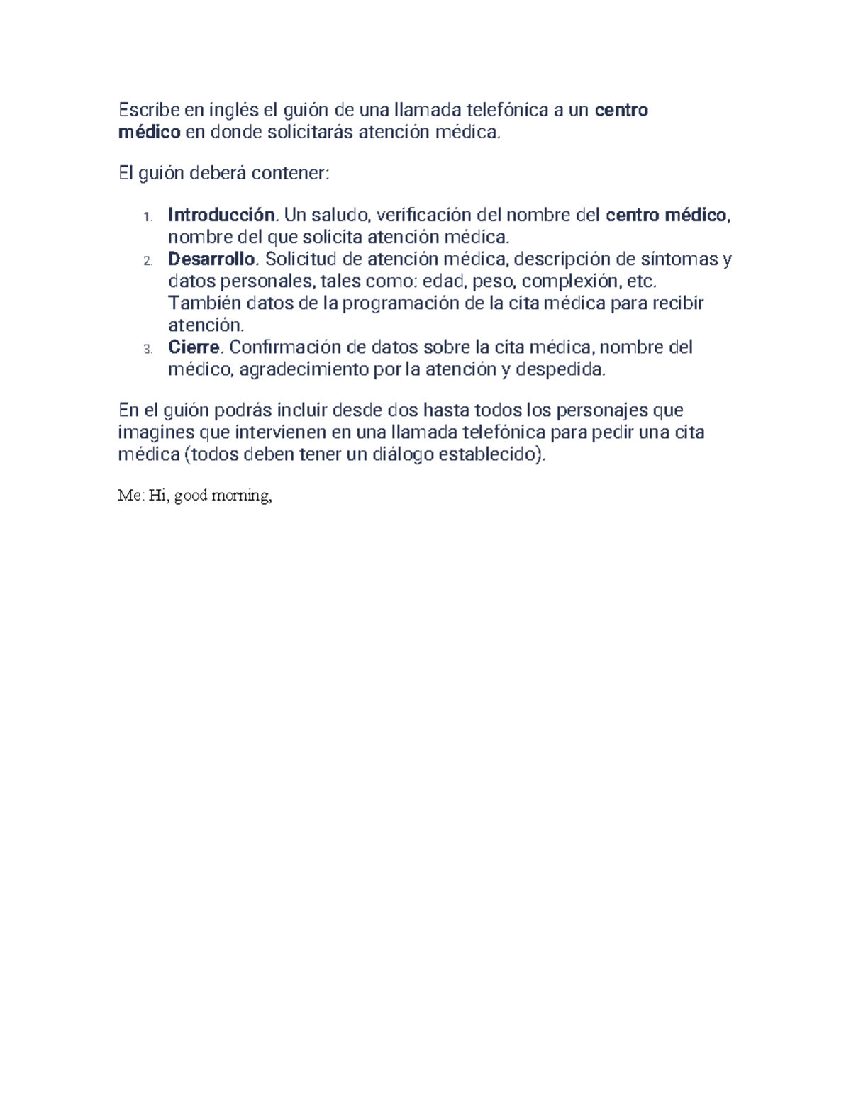Medical Call Script for Appointment Request: English Guide - Studocu