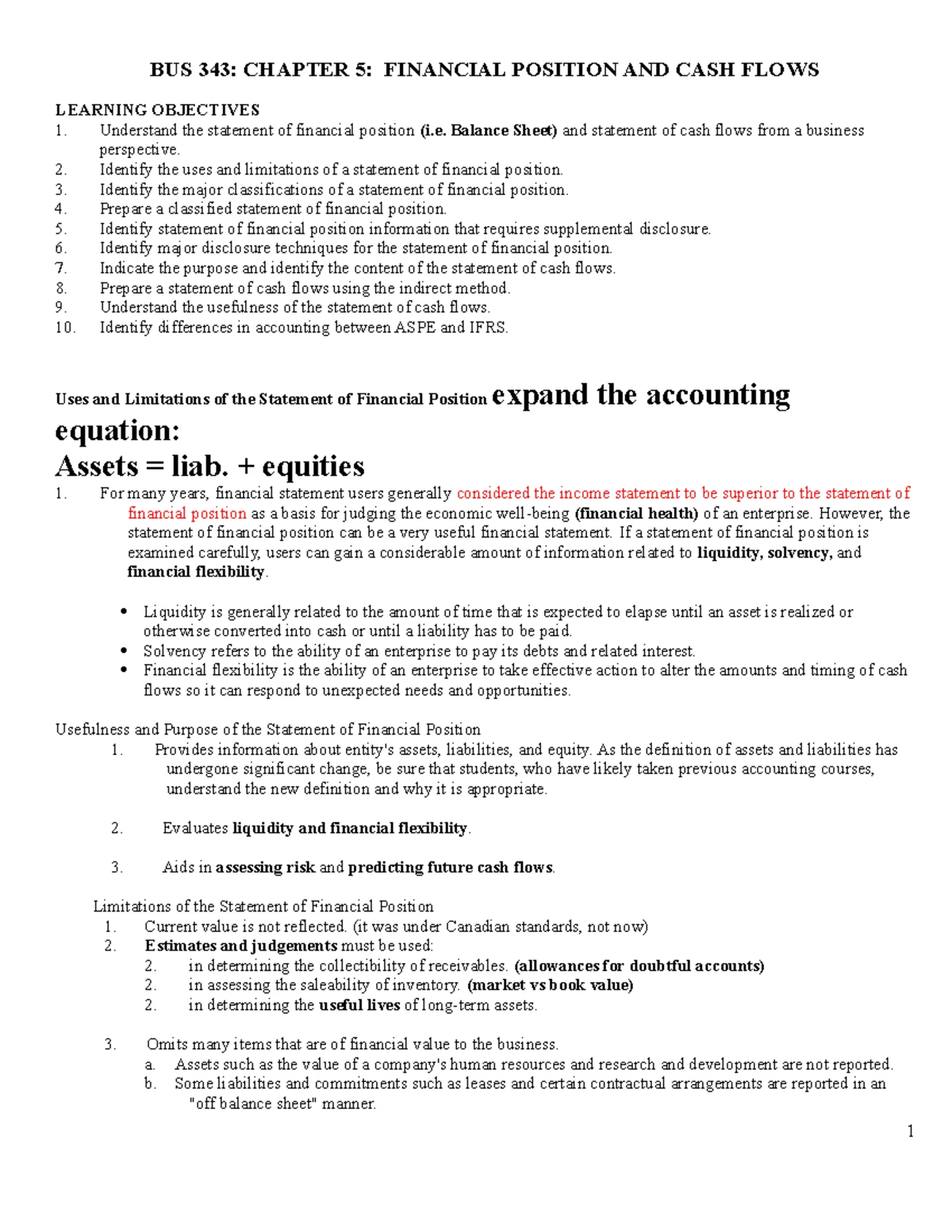 BUS343 Ch7 Lecture Note Class - BUS 343 - CHAPTER 7: CASH AND ...