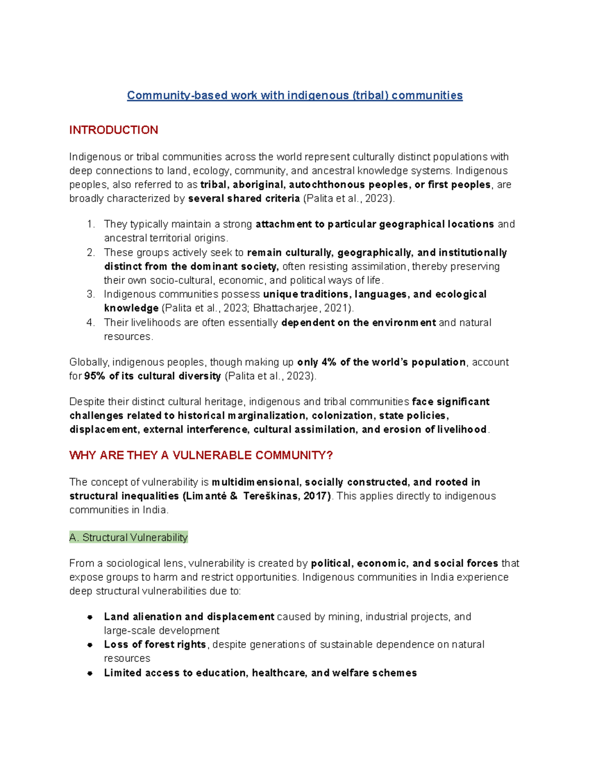 Indigenous Communities: Vulnerabilities and Cultural Resilience - Studocu