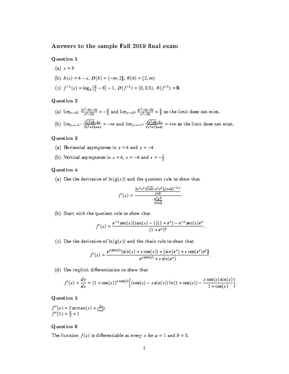 Fall 2019 Final Exam Solutions: Sample Answers and Explanations - Studocu
