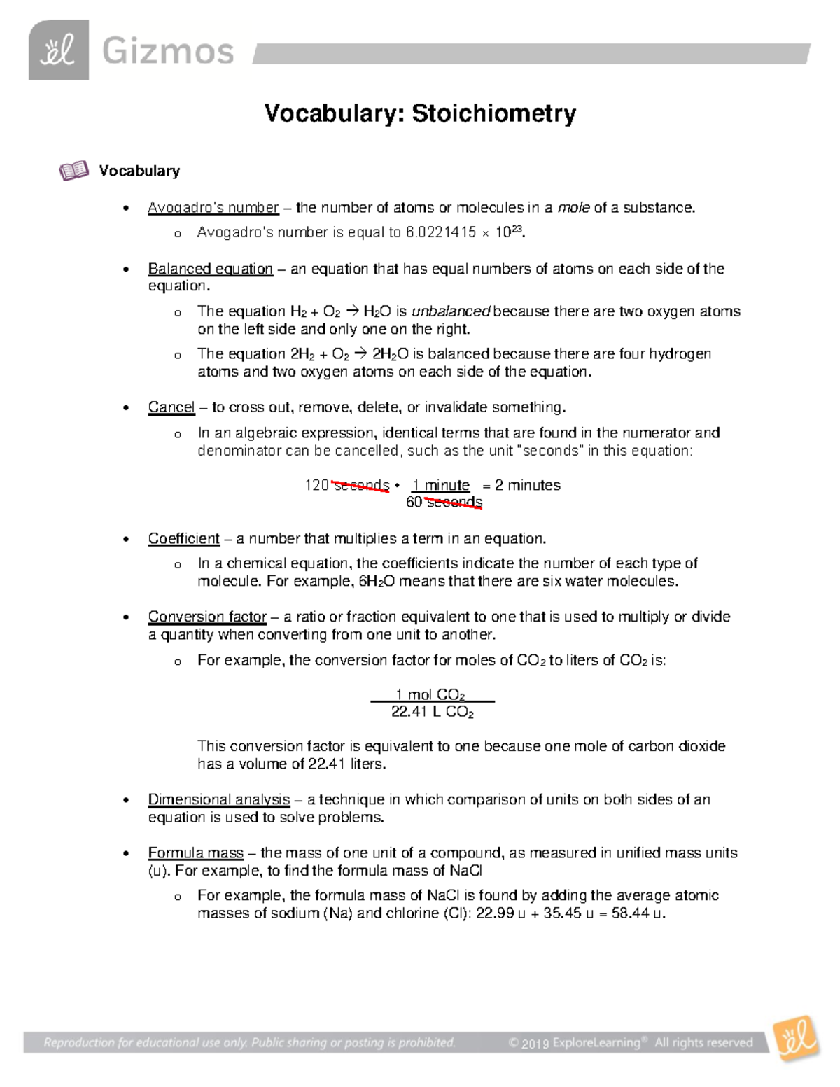 Stoichiometry Vocab: Key Terms and Definitions for Chemistry - Studocu