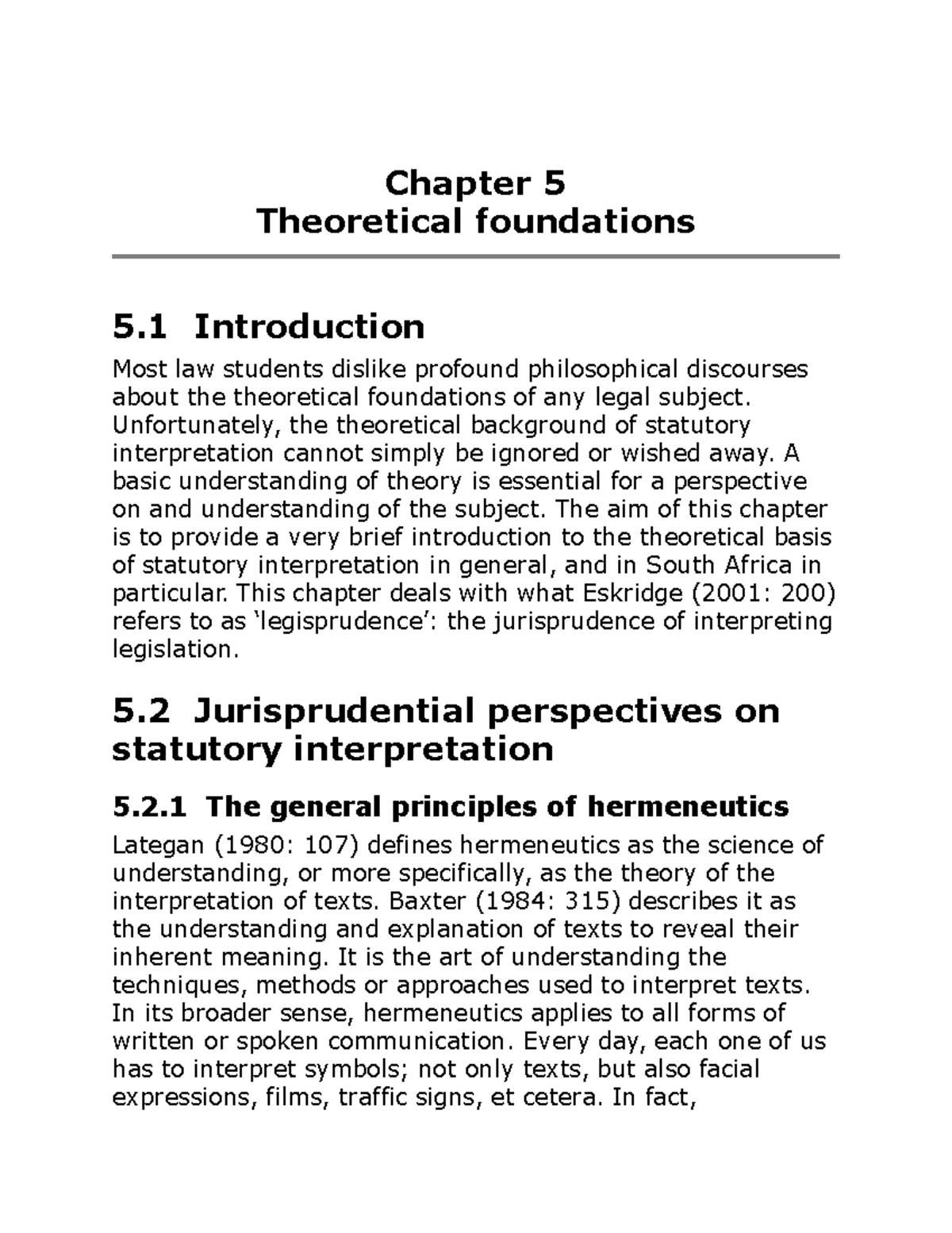 Chapter 5: Theoretical Foundations of Legal Interpretation - Studocu