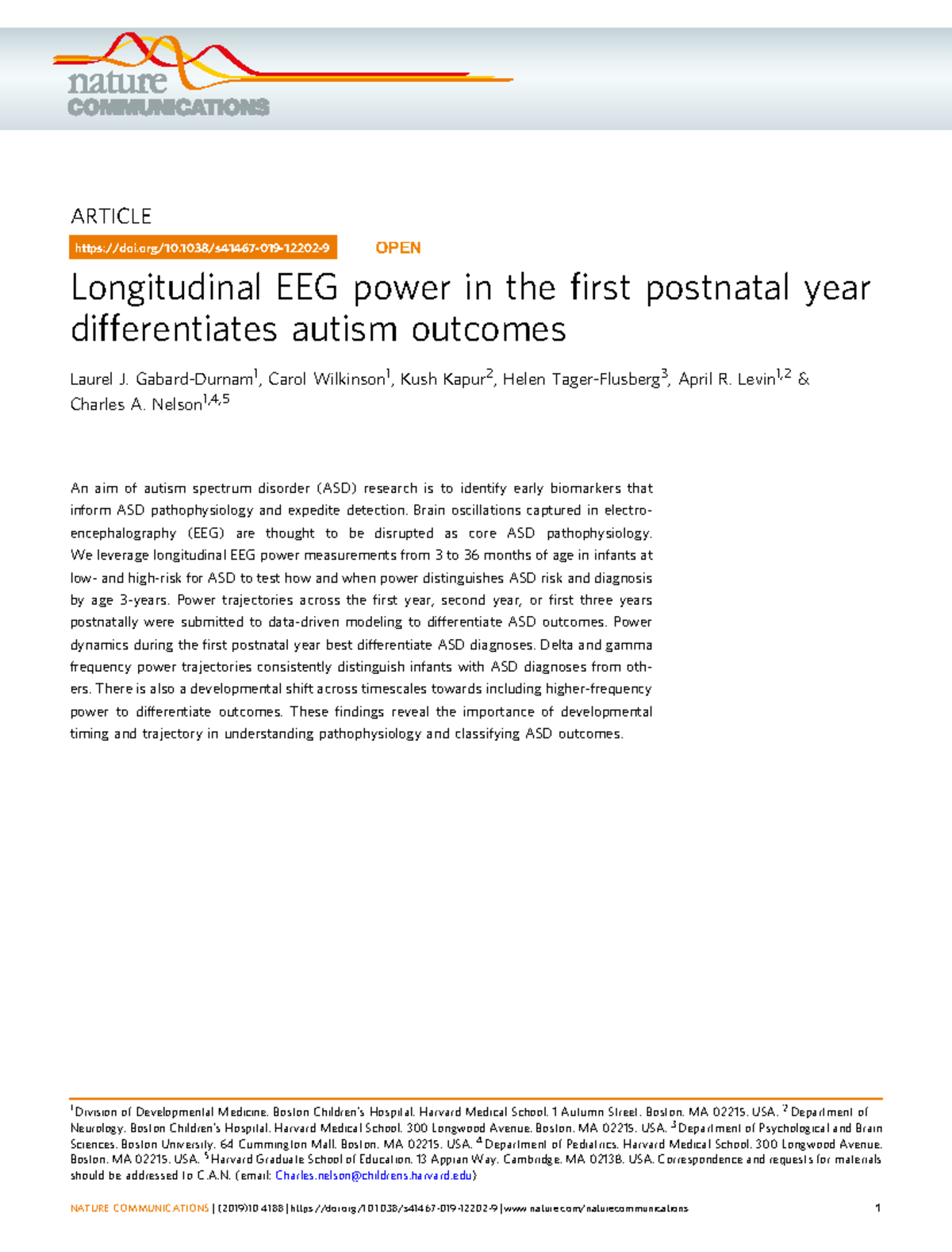 Longitudinal EEG Power Analysis in Infants: ASD Outcomes ...