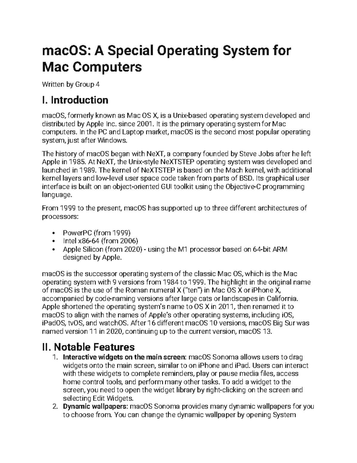 macOS Overview: A Special OS for Mac Computers - Group 4 Study Notes ...