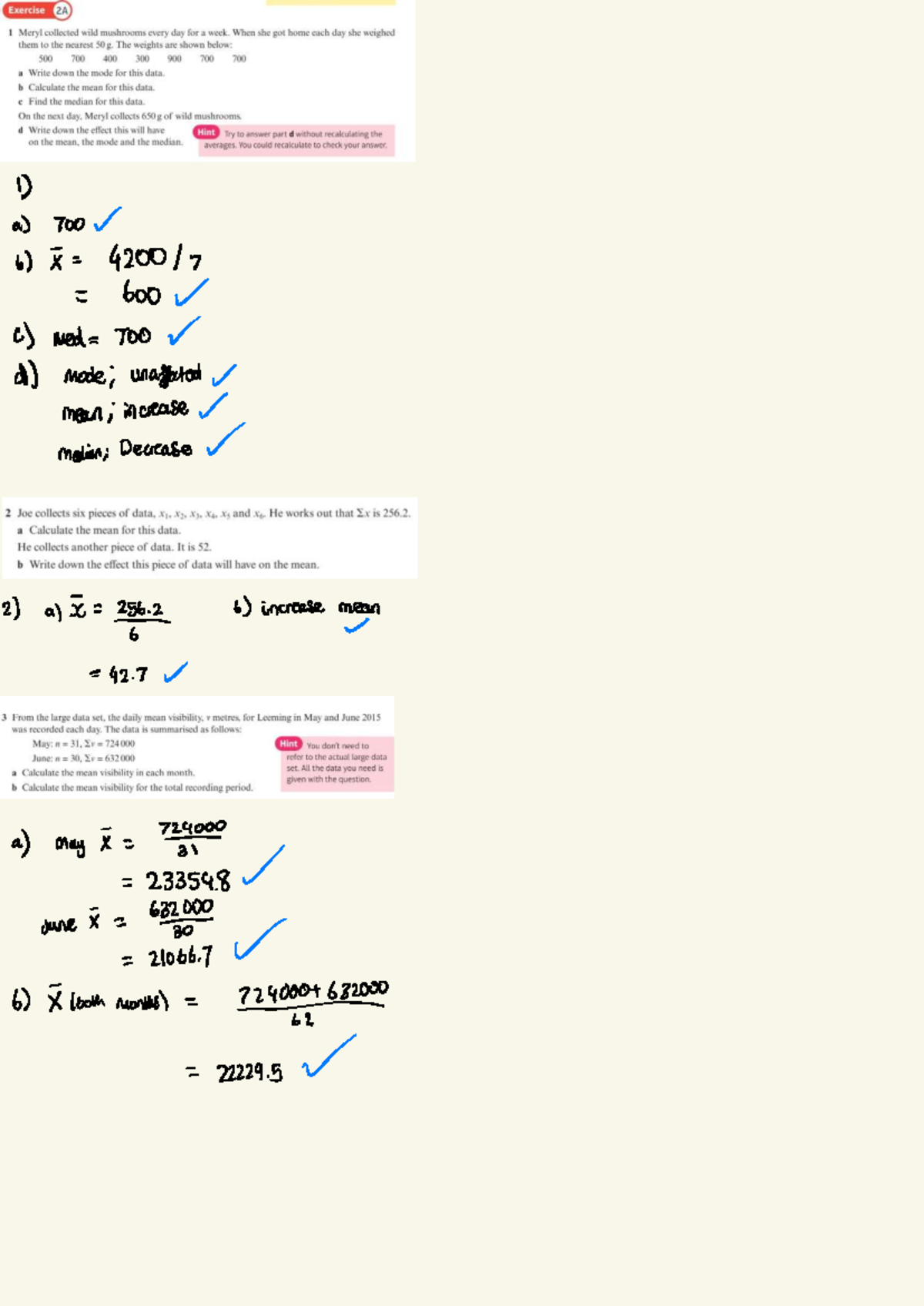 Statistics and Mechanics 1: Exercise 2A & 2B Solutions - Studocu