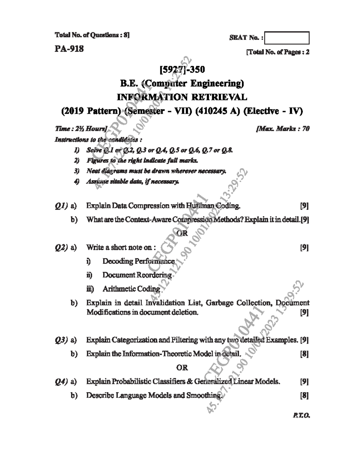 Ir paper 22: Information retrieval exam questions and guidelines - Studocu