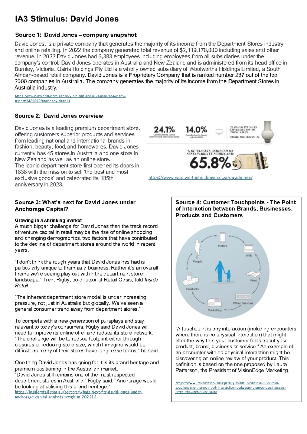 IA3 2025 David Jones Company Analysis and Market Challenges - Studocu