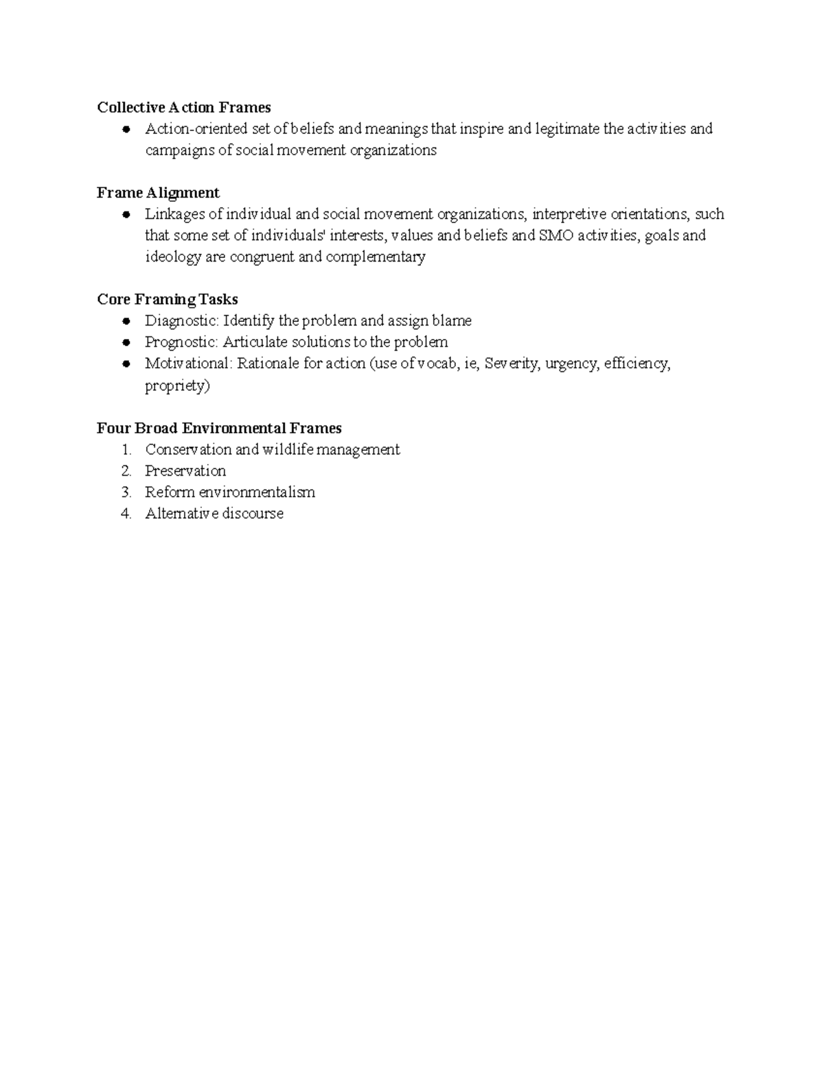Week 2 - Notes from lecture - Collective Action Frames Action-oriented ...