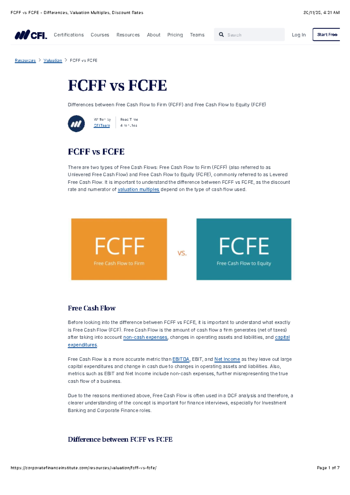 FCFF vs FCFE: Key Differences & Valuation Insights - Studocu