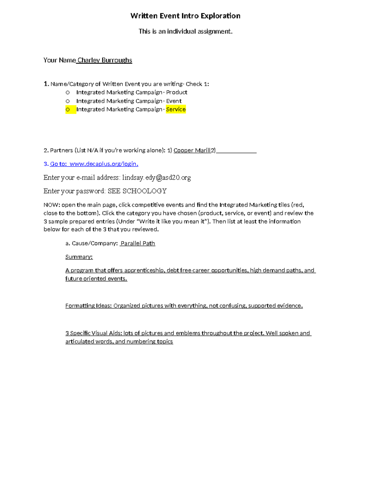 DECA Written Event Intro Exploration Assignment - Studocu