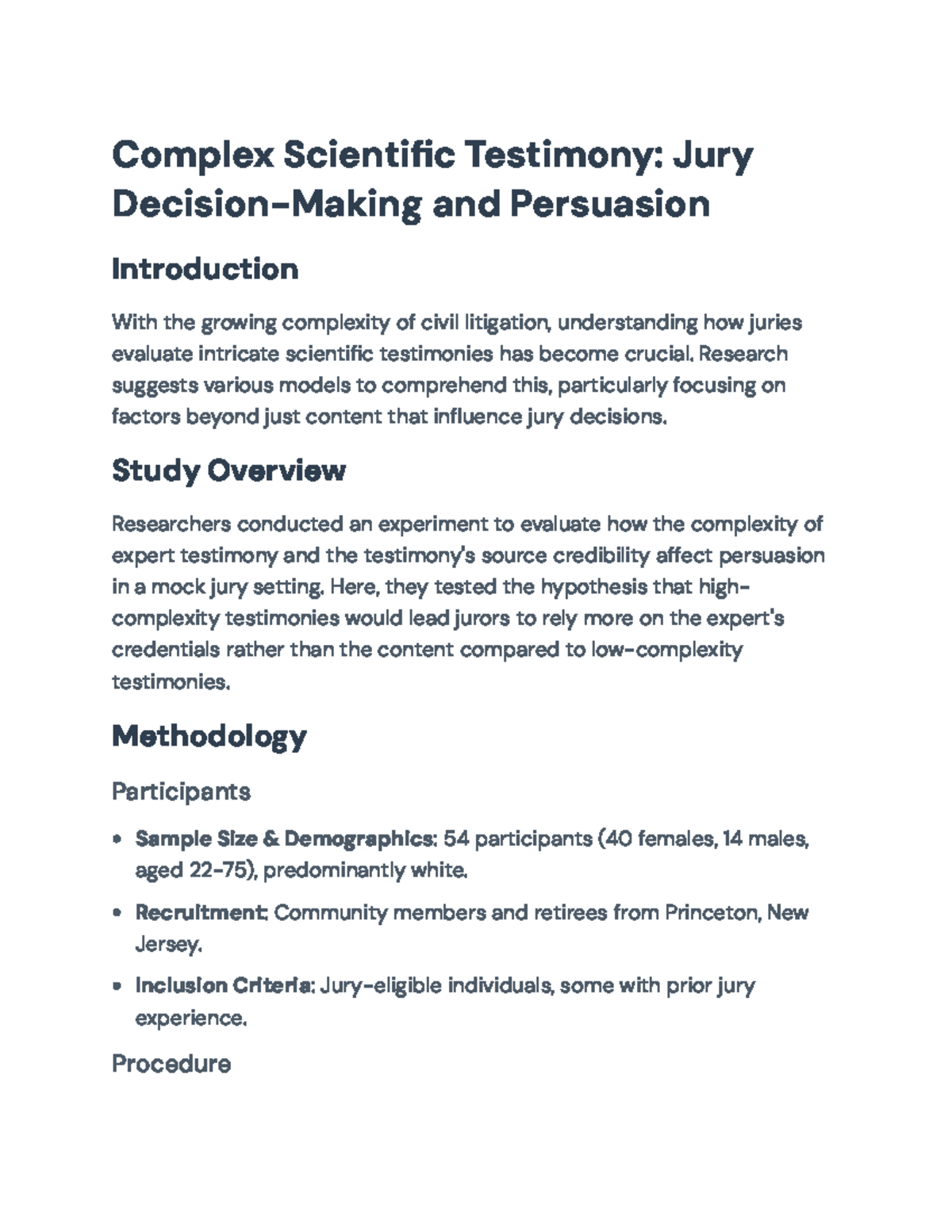 Complex Scientific Testimony: Jury Decision-Making & Persuasion ...