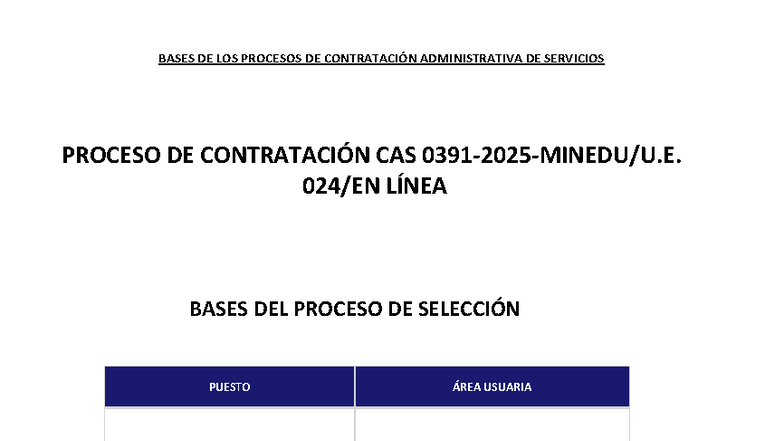 Bases del Proceso de Selección para Especialista I en RRHH - MINEDU ...