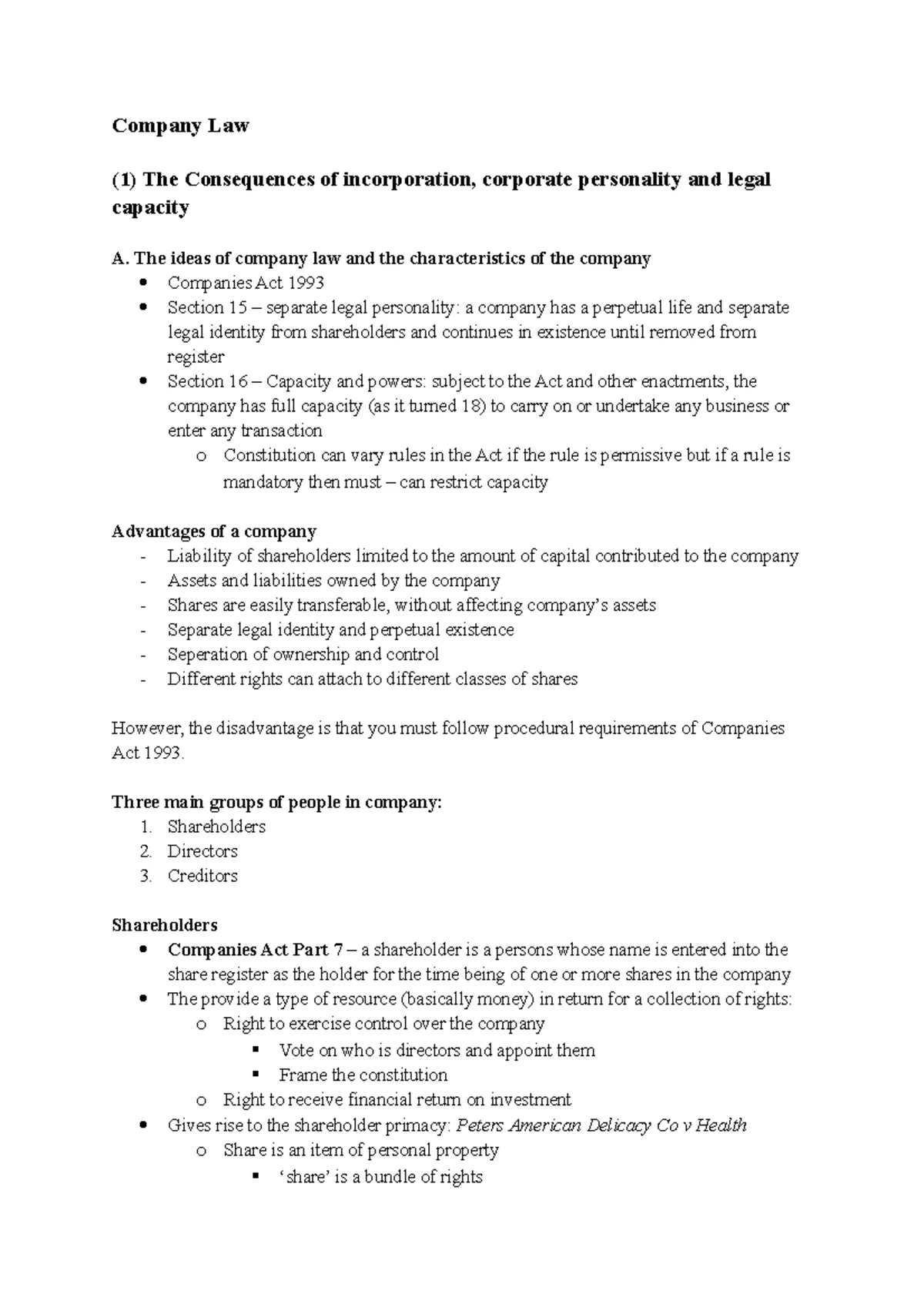 165 Derivative Actions in Company Law: An Overview of Section 165 - Studocu