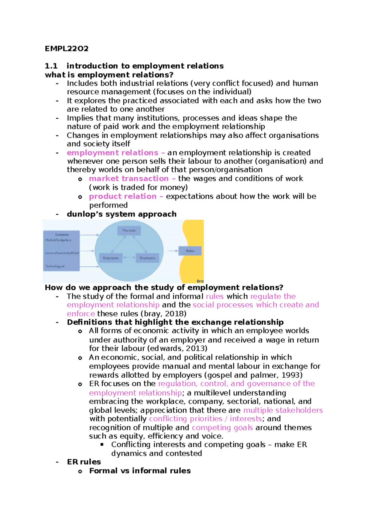 1.1 intro to ER - notes for the first lecture to EMPL2202 - EMPL22O 1 ...