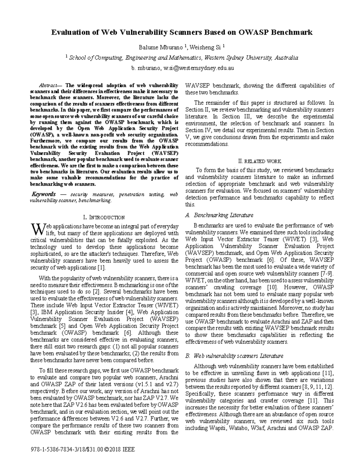Evaluation of Web Vulnerability Scanners Using OWASP Benchmark - Exam ...