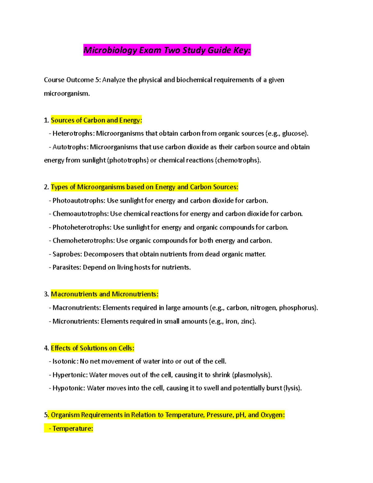 Microbio 202 Exam Two Study Guide Key: Key Concepts & Answers - Studocu