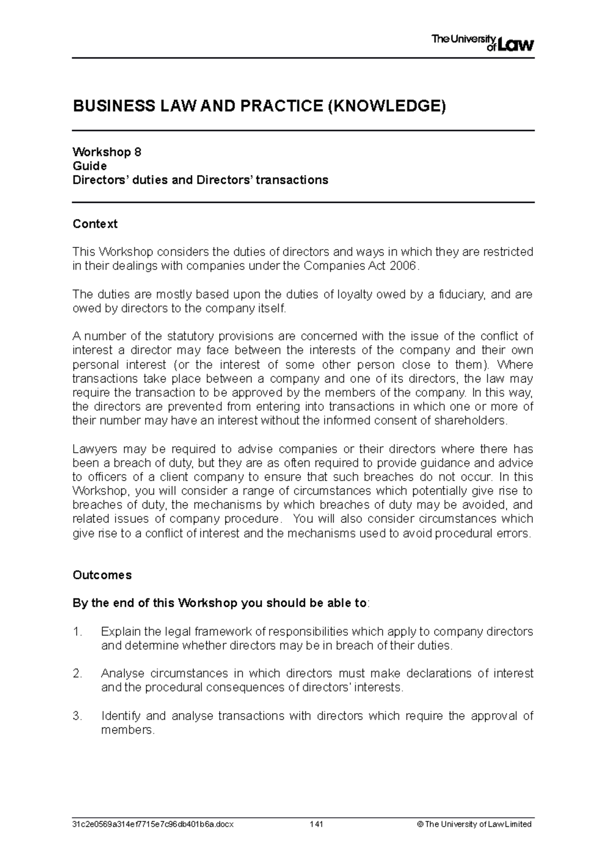 1920 blp ws08 ce01 guide t v2 - BUSINESS LAW AND PRACTICE (KNOWLEDGE ...
