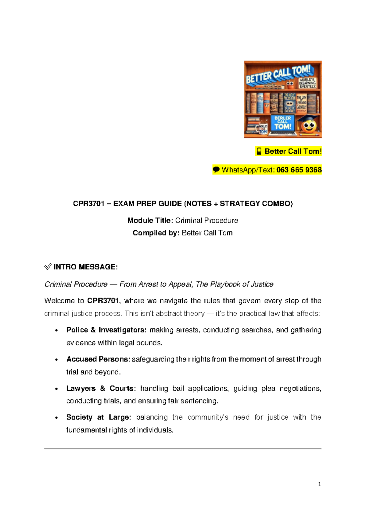 CPR3701 Exam Prep Guide: Criminal Procedure Notes & Strategy Combo ...