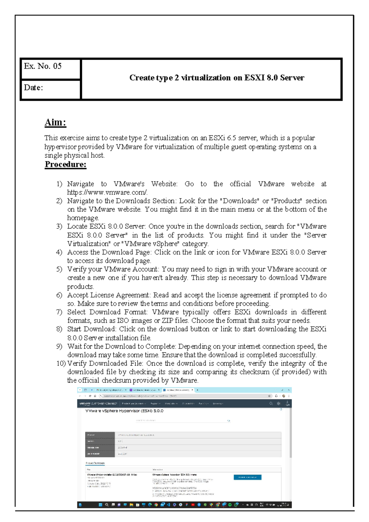 Virtualization EXP 5: Creating Type 2 Virtualization on ESXi 8.0 - Studocu
