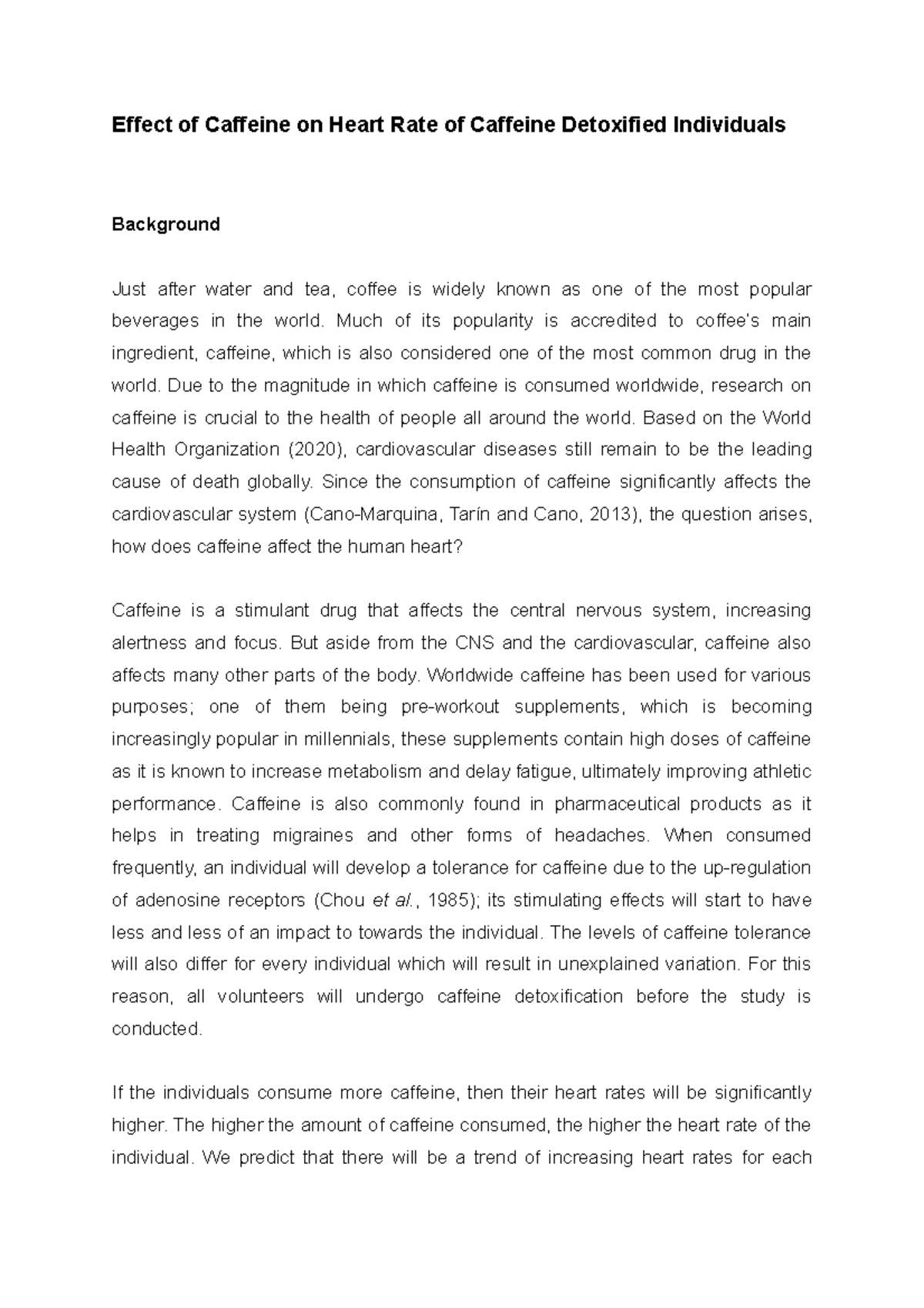 ENVX2001 Project 1: Impact of Caffeine on Heart Rate in Detoxified ...