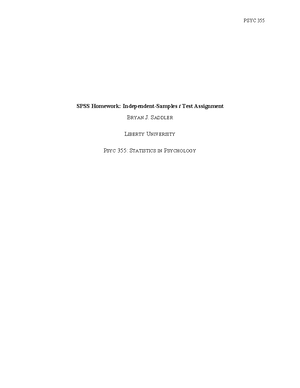 PSYC 355 - LU - Statistics in Psychology - Studocu
