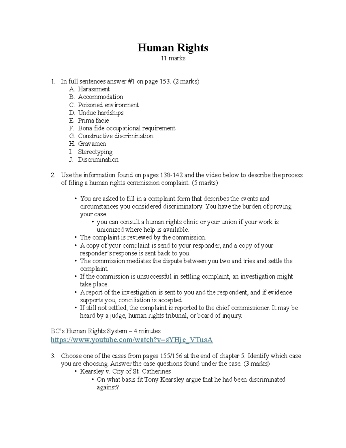 CH5 Human Rights Summary: Key Concepts & Complaint Process - Studocu