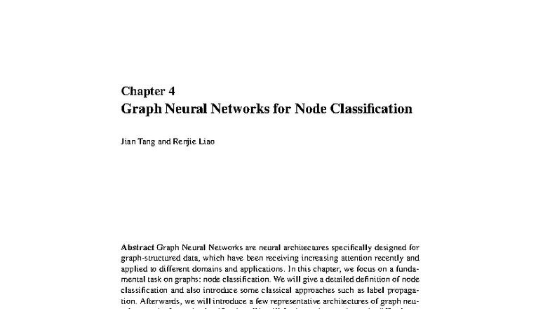 Chapter 4: Graph Neural Networks for Node Classification (CS2025) - Studocu