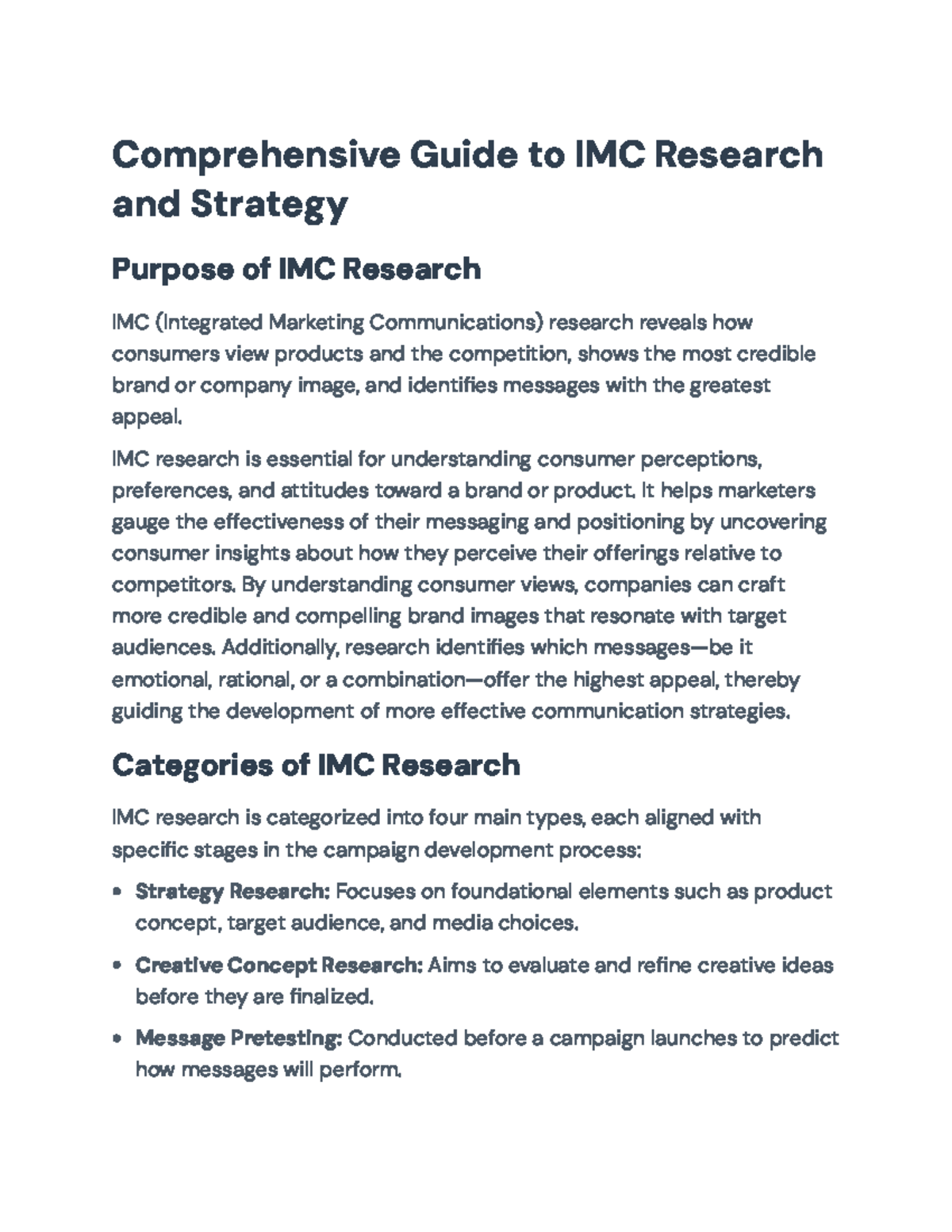 Comprehensive Guide to IMC Research & Strategy Analysis (IMC 101) - Studocu